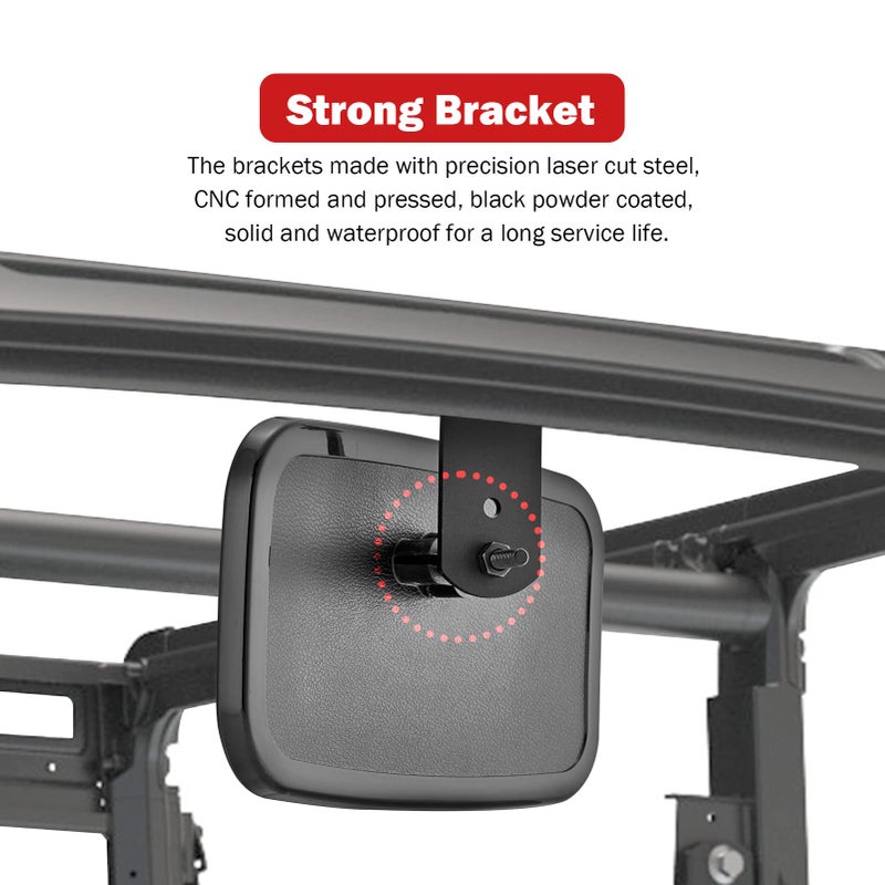 WSays Ranger Rear View Mirror, UTV Center Rearview Mirror Compatible with Polaris Ranger 500 570 900 1000 XP 2017-2025 Pro-Fit Cage with Factory Present Drop Down Mounting Tab - Image 3